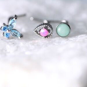 THREE Cute Nose Piercings L shape New